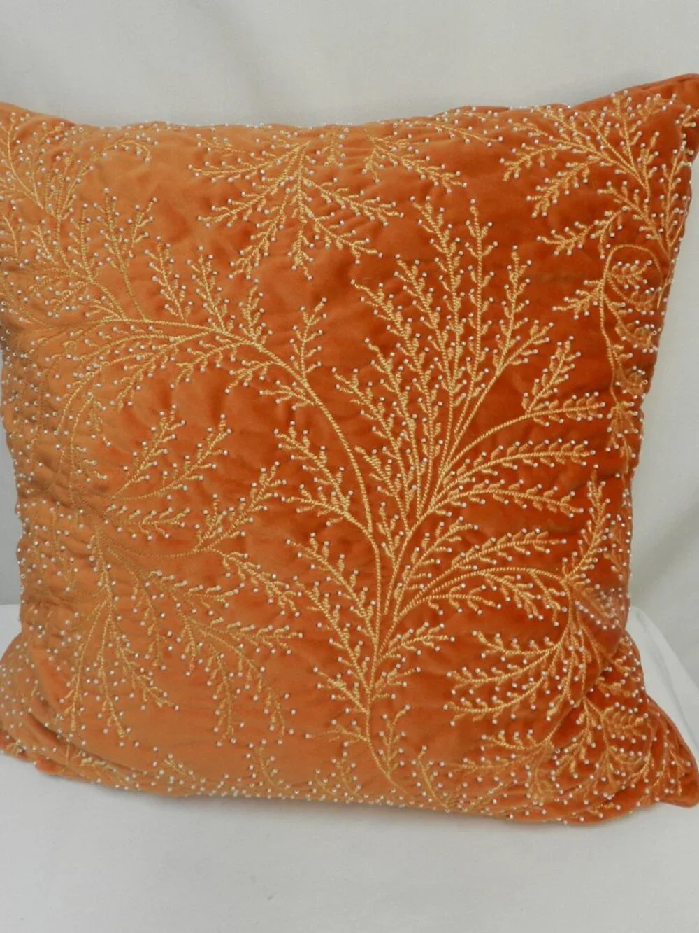 Lacourte Beaded Embroidered Tree Velvet throw pillow set 2 pair peach 18